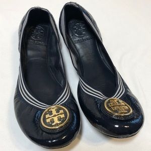 Tory Burch Navy Patent Leather Ballet Flats